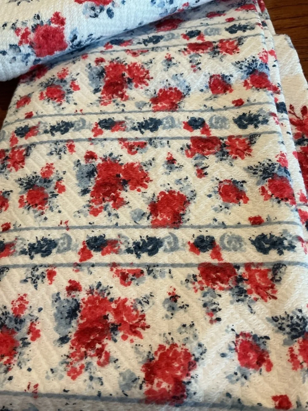 Laura Ashley Patriotic Inspired Shabby Chic Floral Kitchen Towels - Set of 3